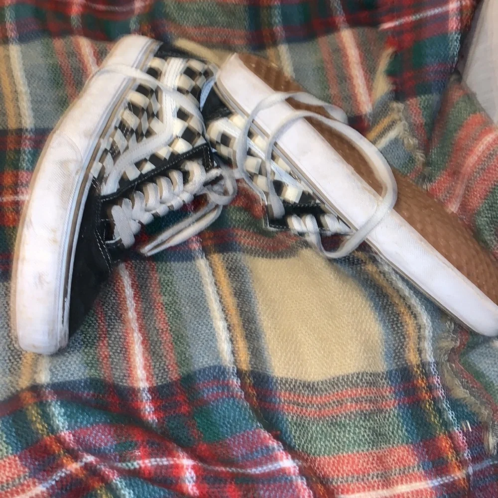 Vans Off The Wall Old Skool Sneakers Checkered Black White Sued - Picture 3 of 8